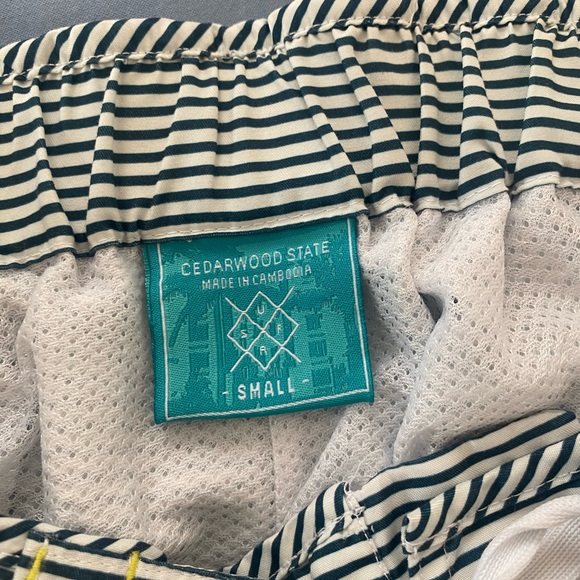 Blue and White Striped Bathing Trunks - Picture 4 of 5